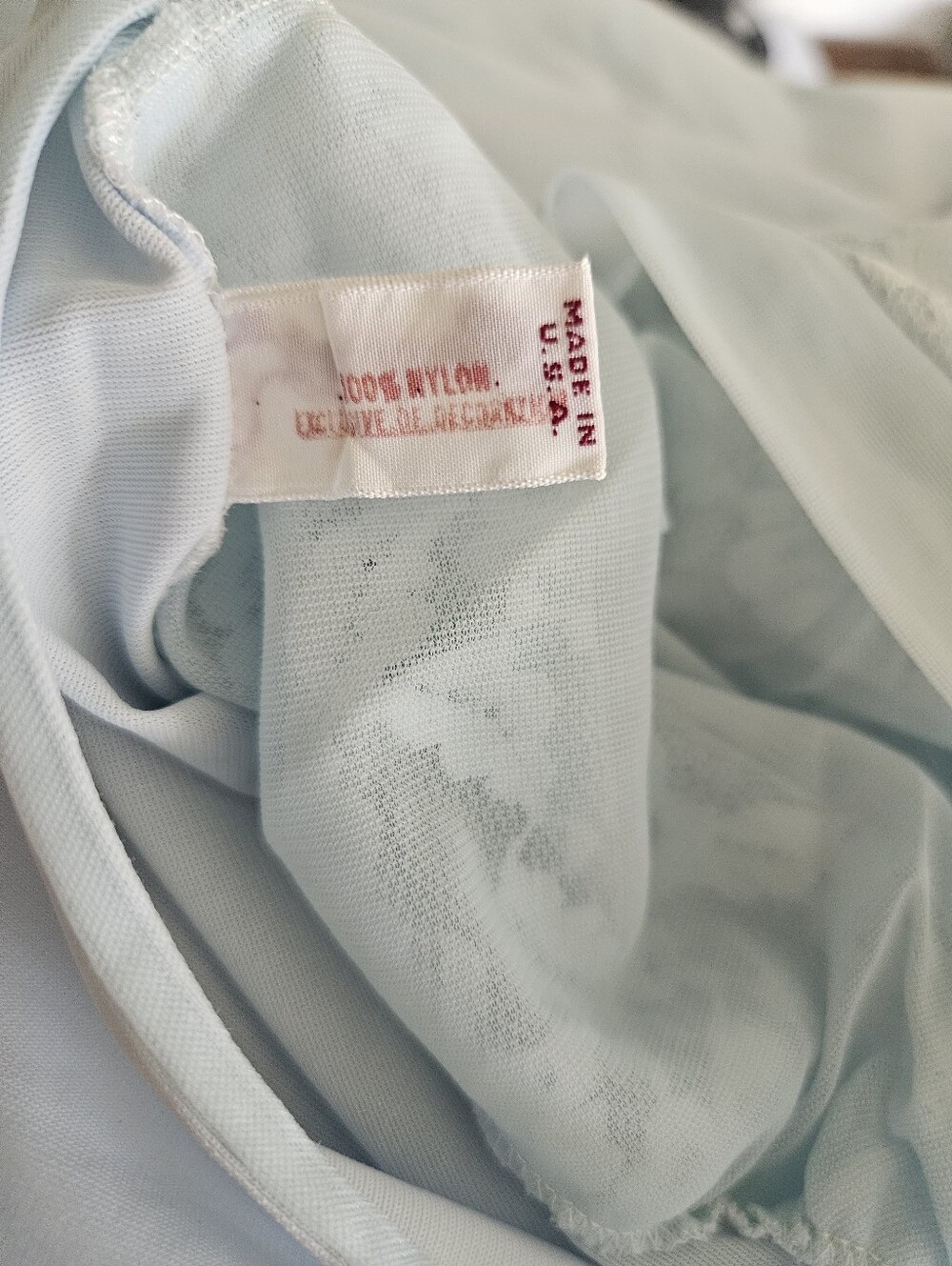 Vintage Light Blue Lace Bodice Double V-Neck Slip Dress - Picture 3 of 6